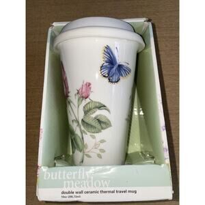 NWT Lenox Travel Thermal Porcelain Mug Butterfly Meadow 10 Oz 837583 No Monogram